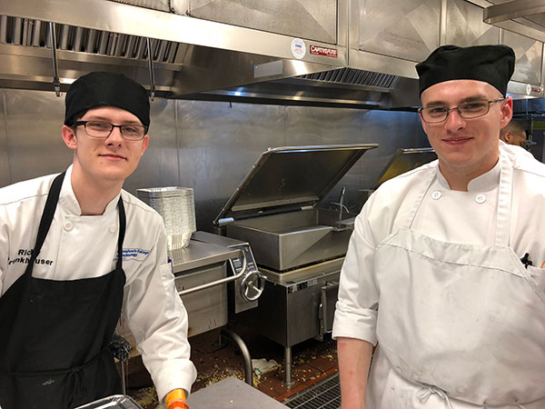 The main kitchen at Churchill Downs became a second home for Ricky J. Frankhouser, of Jersey Shore, and Tyler C. Geer, of Wellsboro.