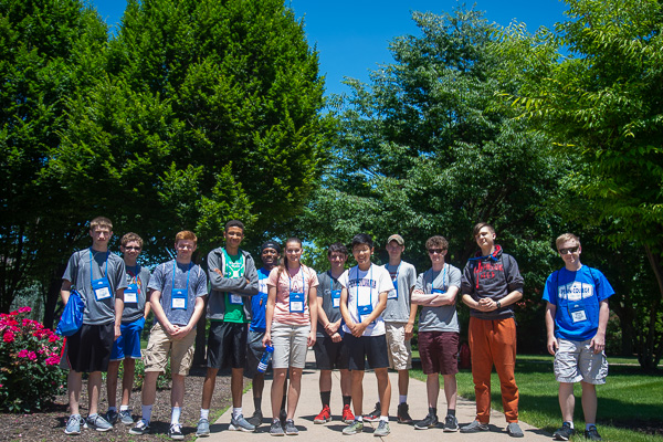 Another group of Digital Future campers stops on the mall for a commemorative shot.