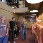 In addition to experiencing the brewery’s modern operation, the students’ tour included a walk through time. 
