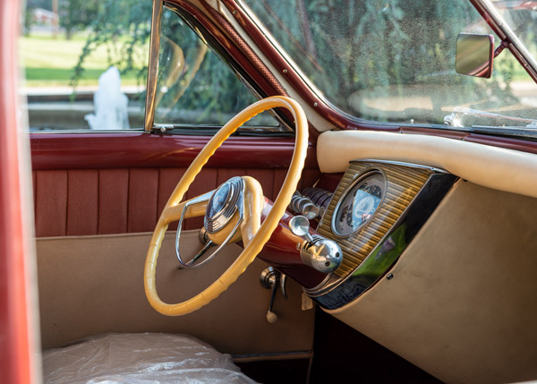 Along with the rear engine, a padded dashboard is among the vehicle's safety features.