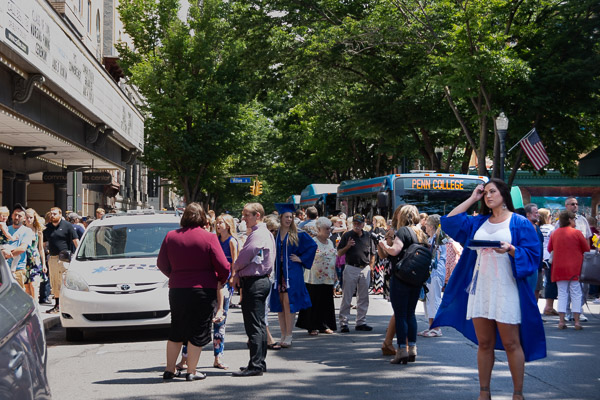 With West Fourth Street temporarily closed to everything but River Valley Transit shuttles back to campus, the traditionally high-traffic thoroughfare attracts a more-leisurely crowd.