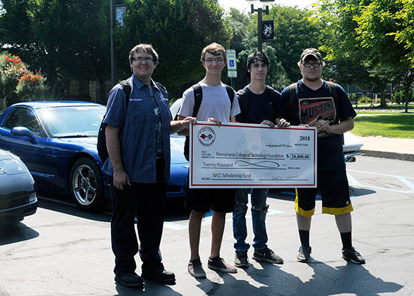 Awarded $2,500 scholarships from the Susquehanna Valley Corvette Club are (from left) Alex H. Romas, of Collegeville; Brady K. Collins, of Catawissa; Jordan W. Boop, of Williamsport; and Logan K. VanBlargan, of Bloomsburg.
