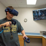 Engaging in Skyrim VR battle is Anthony Ionata III, an industrial design major, whose repeated "This is so awesome!" was a telling indicator of the studio's reception.