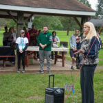 Shnyder offers information on human trafficking in the area and thanks the high school students for their efforts.