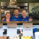 Jason K. Eichensehr, dining services manager, serves up smiles with (from left) dining services workers Brandy L. Heaps, Sara B. Bernier and Rochelle A. Splain.