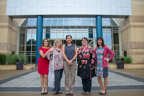 Some of the nursing instructors delight in a group pose outside the ATHS. From left: Sherry L. Hyland, Tonja R. Pennycoff, Dawn E. Murafka, Ann E. Morrison and Kimberly A. Brenchley. 