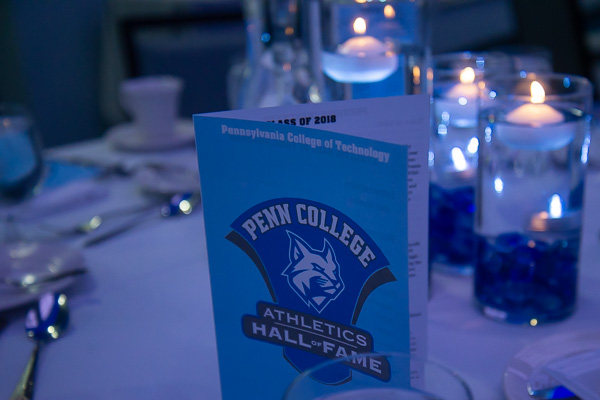A Wildcat Blue glow greets guests at the Hall of Fame gathering.  