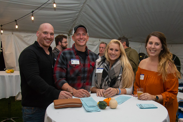 Enjoying the autumnal alumni evening (from left): Timothy D. Haldeman, ’11, manufacturing engineering technology; Michael D. Ferraiolo, ’10, aviation technology, and ‘11, aviation maintenance technology, and guest, Melyssa McHale; and Whitnie-rae (Mays) Haldeman, ’12, advertising art, and ’14, applied technology studies. 