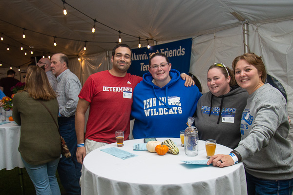 Alumni circle ‘round (from left): Nicholas P. Mancuso, ’12, business administration: marketing concentration; Britni M. Fennell, ’17, manufacturing engineering technology, automated manufacturing technology and machine tool technology; Erin Bannon, ’13, health information technology, and ’16, health information management; and Rachel E. Heller, ’14, engineering design technology.