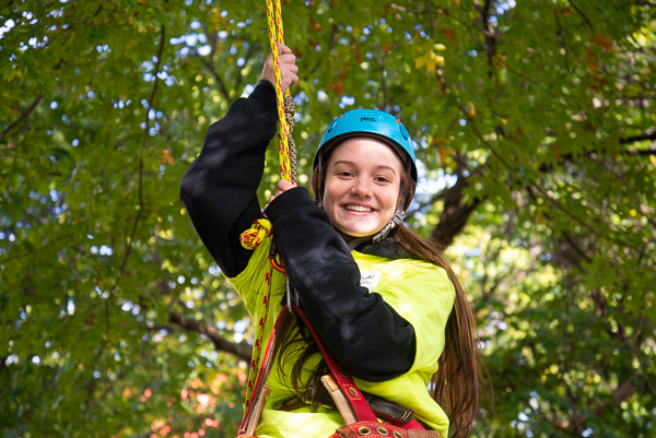 With carabiner in hand, a student from Keystone Central School District easily makes her urban-forestry ascent.