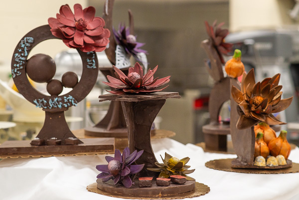 Whimsical chocolate creations tantalize visitors in the baking and pastry arts lab.
