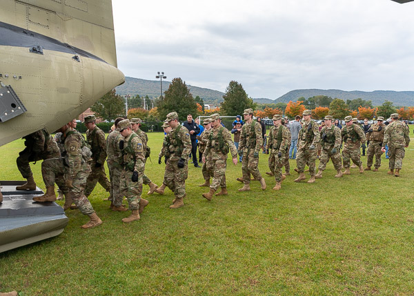 ROTC cadets head toward the loading ramp ...