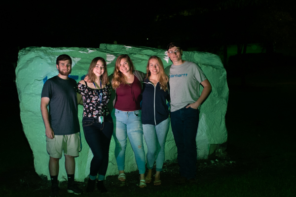 Sharing the limelight are (from left) Von A. Gushka, White Haven, plastics and polymer engineering technology; Alexa D. Scatamacchia, Fleetwood, culinary arts technology; Autumn L. Schabener, Reading, baking and pastry arts; Abbey R. Mefferd, Boyertown, culinary arts and sciences; and Seth A. Kirkman, Export, heavy construction equipment technology: Caterpillar emphasis.