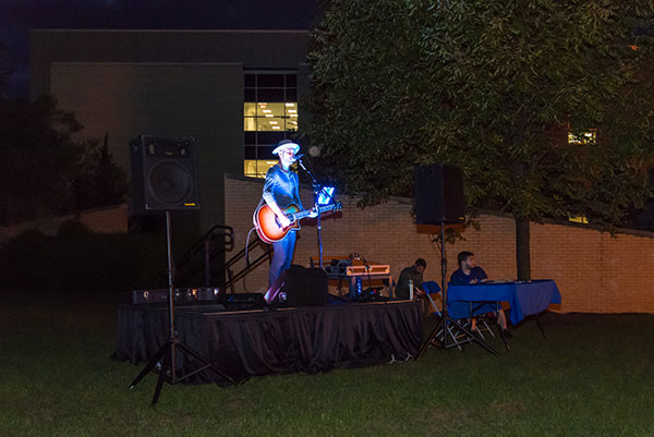 Ryan LaPerle, a Boston-based singer/songwriter, entertains the Friday night crowd.