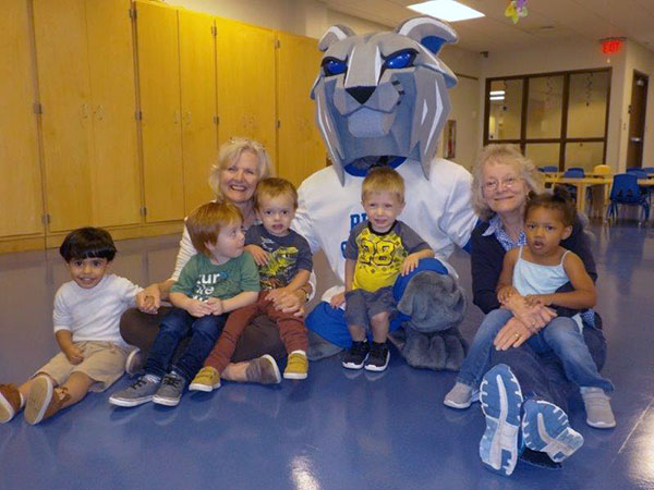 Everyone's favorite mascot pays a visit to the Children's Learning Center.