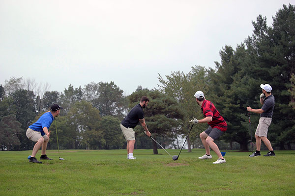 A tableau of tomfoolery is formed by Joseph C. Peters, '12, civil engineering technology; Jordan Bair; Phil A. Bair, '14, building science and sustainable design: architectural technology concentration; and Keaton Macut.