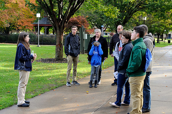 Student Ambassador Danielle R. Wesneski, an applied management major from Williamsport, leads a tour of the interested and the camera-shy alike.