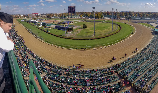 Timmons captures a corner view of the famed Churchill Downs racetrack.