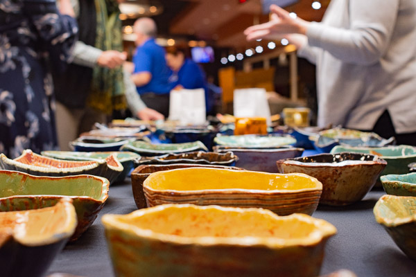 Unique bowls, made by ceramics students and instructors David A. and Deborah L. Stabley, sparked a rush of registrations for the event.
