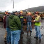 South talks with forestry students during Monday's visit.