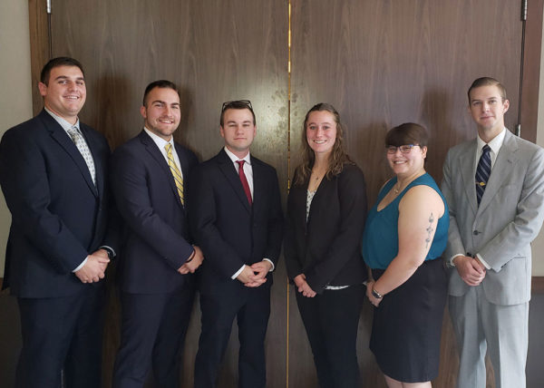 The second-place Design-Build Team that represented Penn College is (from left) David H. Guarriello, Bethlehem; Adam Z. Hutchinson, Greensburg; Chekota J. Newhart, Troy; Lauren S. Herr, Litiz; Rachel E. White, Doylestown; and Derick S. Gower, Sunbury.