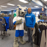 An acknowledged leader among his classmates and fellow veterans alike, Efrem K. Foster, an applied management major from Williamsport, finds another familiar face.