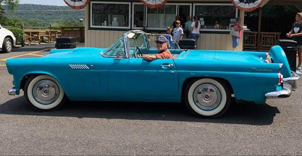 Paul Hoffman, behind the wheel of his beloved 1956 Ford Thunderbird, has donated the vehicle to Pennsylvania College of Technology “and the next generation of automotive restorers.”