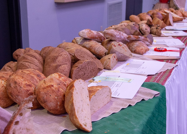 A tantalizing lineup of fresh-baked breads includes honorable mention-winning spiced pumpkin whole wheat bread (light blue ribbon), made by Ashley L. Yancey, of Abington. 