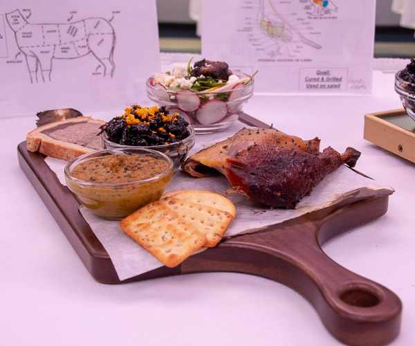 The Best of Show entry – and first place in Advanced Garde Manger – features a “Game Meats From the Hunt” menu by Chelsea L. Gray and Summer L. Showers …