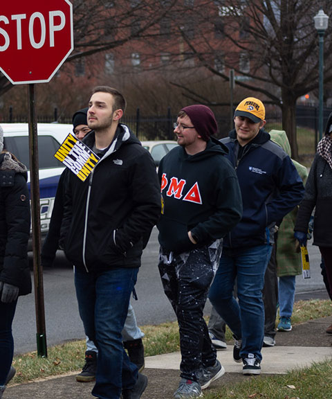 Among participants are (from left) Penn College's Cody Daniels, an information assurance and cyber security major from Jermyn; Blake R. Tyson, of Forest City, enrolled in information technology: network specialist concentration; and Jon R. Hendrickson, a software development and information management student from Cowansville.
