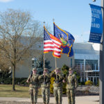An honor guard from Bald Eagle Battalion, including ROTC cadets from Penn College, pays its respects.