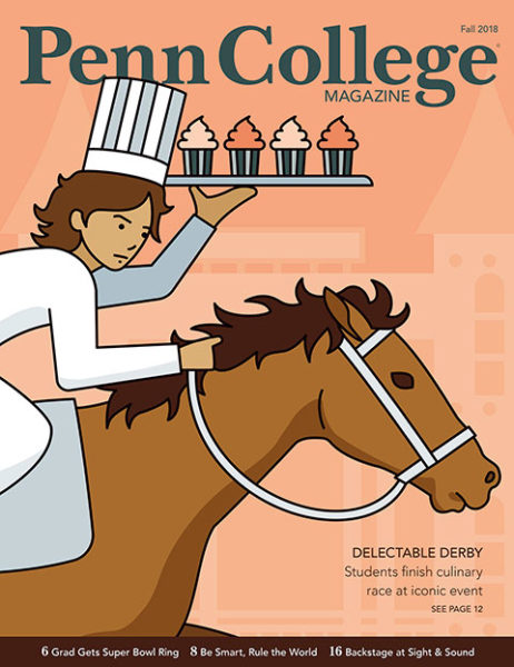 A gold-medal cover illustration by graphic design student/intern Kennedy L. Englert