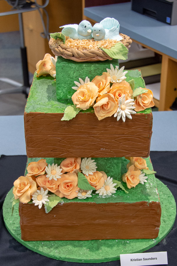 A cake by Kristian M. Saunders, of Gillett, features “love birds” in a nest.