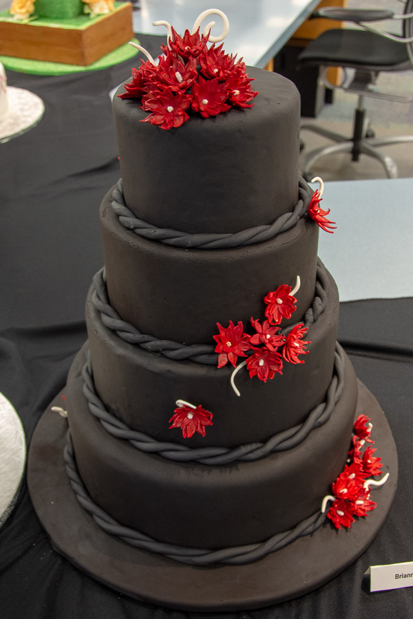 A black wedding cake by Brianna M. Farmer, of McKean