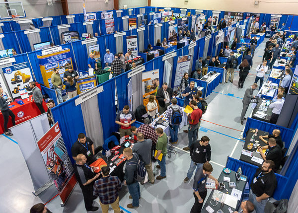 The Spring 2019 Career Fair attracted more than 450 employers – including 29 Fortune 500 companies – to Pennsylvania College of Technology’s Field House (shown here) and Bardo Gymnasium. Employers were offering 5,000-plus jobs and internships.