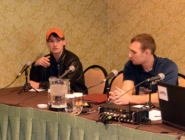 ... and joins Broadt (right) in showcasing Penn College's civil engineering and surveying majors.