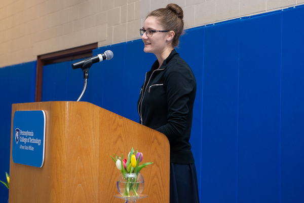 Ferki tells guests, “Scholarships act as a gateway to inspire growth in a student’s academics and passion for his or her industry.” She is the recipient of the SEKISUI SPI Workforce Development Scholarship and the Penn College Foundation Scholarship. 