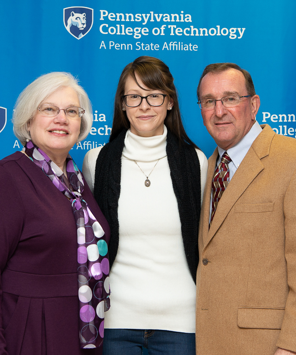 Marlin and Brenda Cromley Veteran Scholarship recipient Emily J. Jones (center), accounting, enjoys the afternoon with her donors. Marlin is a retired college employee. 