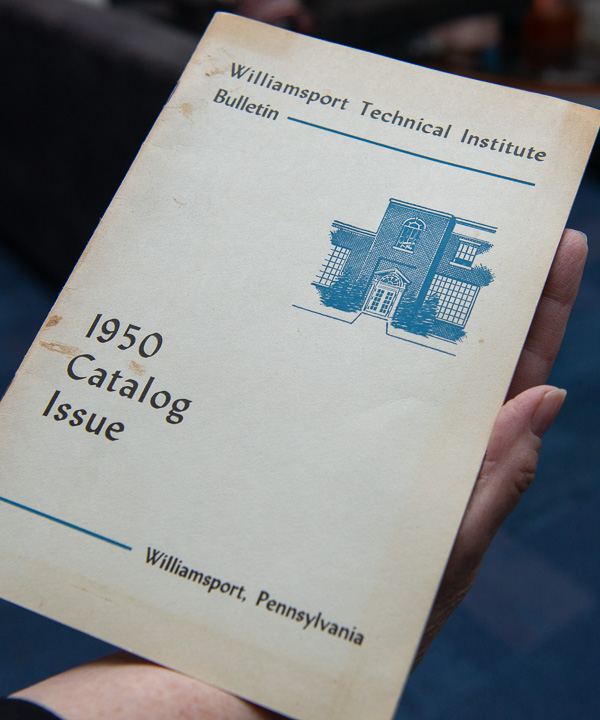 Copies of this 1950 WTI catalog were shared with alumni; the original (shown to guests by the college president) was recently found at an estate sale.