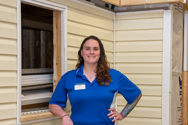 Returning to her foundation, alumna Samantha Werner, ’11, building construction technology, and ’13, residential construction technology and management: building construction technology concentration, drove to Williamsport from Quakertown to pitch in for the day. 