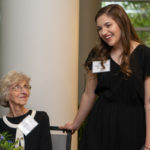 Scholarship recipient Megan M. Mecouch, a dental hygiene student from Peach Bottom, chats with guests including Patricia Rambo (left), a retired faculty member and 1994 “Master Teacher” honoree. 