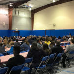 Accepted students and their families hear an informative overview from Murphy.