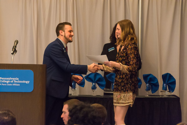 Anthony J. Pace, director of student activities, presented a number of certificates to involved campus leaders, including dental hygiene student Alaina M. Murren, of Aspers.