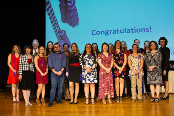 Officers and new inductees celebrate after a chapter of the Sigma Theta Tau International Honor Society of Nursing was officially chartered at Pennsylvania College of Technology.