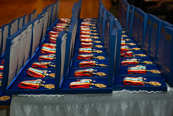 Peace Medals await presentation in Friday's ceremony.