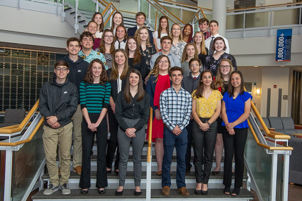 The 2019 Penn College Youth Leadership Program class stands for an official portrait in the Student & Administrative Services Center.