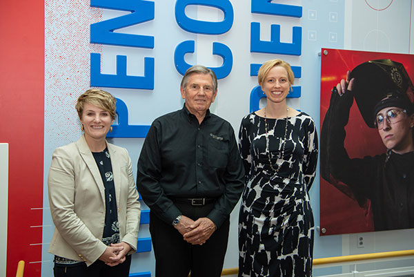 Allan Myers Inc. will contribute an additional $50,000 annually to a scholarship it established previously at Pennsylvania College of Technology. Commemorating the scholarship addition are (from left) Loni N. Kline, vice president for institutional advancement at Penn College; Bob Capps, director of craft development for Allan Myers; and Elizabeth A. Biddle, director of corporate relations at the college.