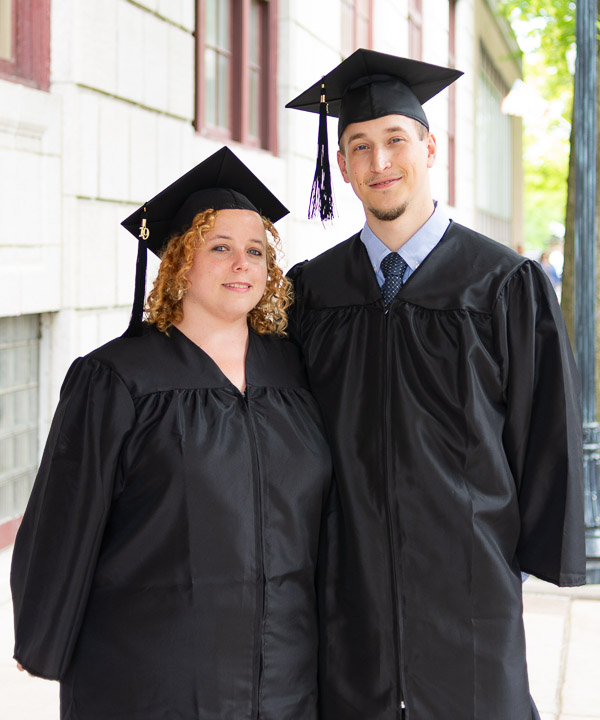 Husband-and-wife grads Zachary T. and Melissa (Missy) Robey each earned a bachelor's degree Friday: his in building automation technology, hers in applied human services.