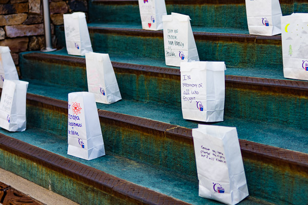 Luminaria carry glowing messages of hope and empathy.