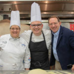 Santodonato and Berselli join Chef Mary G. Trometter, assistant professor and department head of hospitality management/culinary arts, in the Le Jeune Chef kitchen.